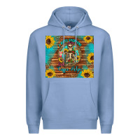 Colony Blue i hate everyone but coffee helps western skeleton coffee sunflowers Premium Hoodie - Artiststas