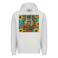 Dove Grey i hate everyone but coffee helps western skeleton coffee sunflowers Premium Hoodie - Artiststas