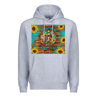 Heather Grey i hate everyone but coffee helps western skeleton coffee sunflowers Premium Hoodie - Artiststas