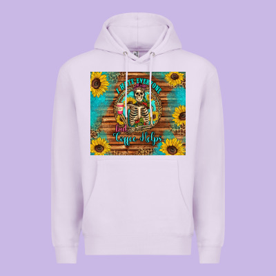 I Hate Everyone But Coffee Helps Western Skeleton Coffee Sunflowers Premium Hoodie Designed By Artiststas