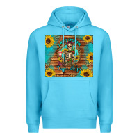 Ocean Blue i hate everyone but coffee helps western skeleton coffee sunflowers Premium Hoodie - Artiststas