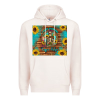 Pale Pink i hate everyone but coffee helps western skeleton coffee sunflowers Premium Hoodie - Artiststas