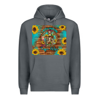 Rock i hate everyone but coffee helps western skeleton coffee sunflowers Premium Hoodie - Artiststas