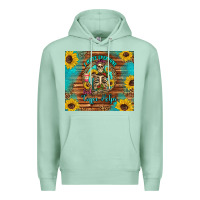 Seafoam i hate everyone but coffee helps western skeleton coffee sunflowers Premium Hoodie - Artiststas