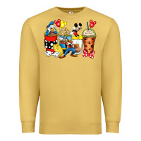 Antique Gold cartoon characters coffee cups Premium Sweatshirt - Zillion Design Studio