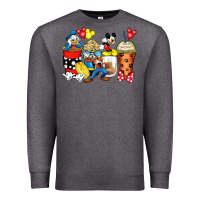 Charcoal Heather cartoon characters coffee cups Premium Sweatshirt - Zillion Design Studio