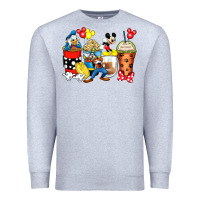 Heather Grey cartoon characters coffee cups Premium Sweatshirt - Zillion Design Studio