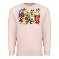 Pale Pink cartoon characters coffee cups Premium Sweatshirt - Zillion Design Studio