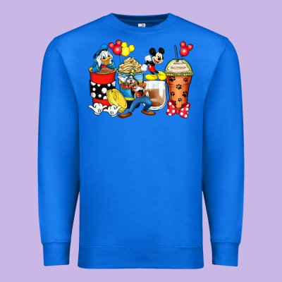 Cartoon Characters Coffee Cups Premium Sweatshirt Designed By Zillion Design Studio