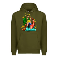 Army Green oh holy night  with cross ado Premium Hoodie - AdoDesignShop