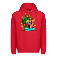 Red oh holy night  with cross ado Premium Hoodie - AdoDesignShop
