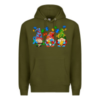Army Green autism gnomes Premium Hoodie - AdoDesignShop