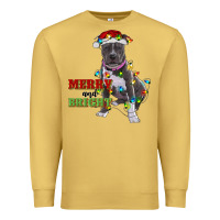 Antique Gold merry and bright pitbull Premium Sweatshirt - RanaPortraitStore