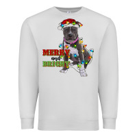 Dove Grey merry and bright pitbull Premium Sweatshirt - RanaPortraitStore