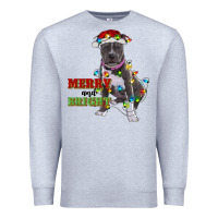 Heather Grey merry and bright pitbull Premium Sweatshirt - RanaPortraitStore
