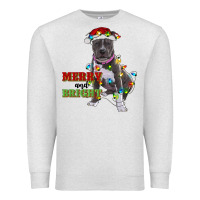 Oatmeal Heather merry and bright pitbull Premium Sweatshirt - RanaPortraitStore