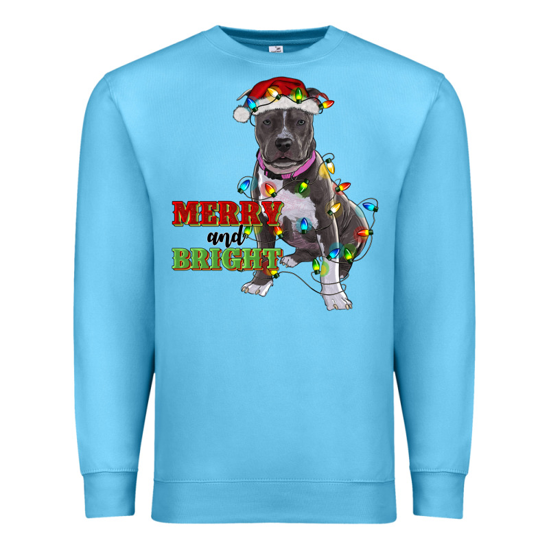 Merry And Bright Pitbull Premium Sweatshirt by RanaPortraitStore | Teevron