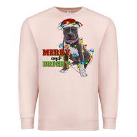 Pale Pink merry and bright pitbull Premium Sweatshirt - RanaPortraitStore