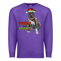 Purple merry and bright pitbull Premium Sweatshirt - RanaPortraitStore