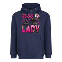 Navy boss lady Heavyweight Hoodie - texasbilliewilder