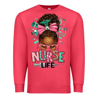 Cardinal afro messy bun nurse life Premium Sweatshirt - texasbilliewilder