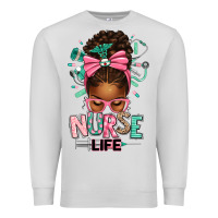 Dove Grey afro messy bun nurse life Premium Sweatshirt - texasbilliewilder