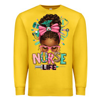Lemon afro messy bun nurse life Premium Sweatshirt - texasbilliewilder