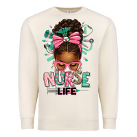 Sandshell afro messy bun nurse life Premium Sweatshirt - texasbilliewilder