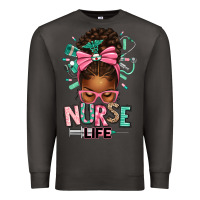 Smoke afro messy bun nurse life Premium Sweatshirt - texasbilliewilder