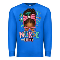 True Royal afro messy bun nurse life Premium Sweatshirt - texasbilliewilder