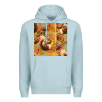 Blue Mist fall squirrel and plaid seamless Premium Hoodie - BundleAndBundleShop