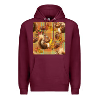 Burgundy fall squirrel and plaid seamless Premium Hoodie - BundleAndBundleShop