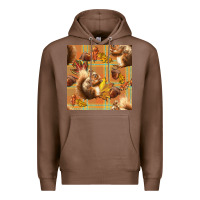 Chestnut fall squirrel and plaid seamless Premium Hoodie - BundleAndBundleShop