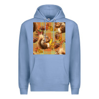 Colony Blue fall squirrel and plaid seamless Premium Hoodie - BundleAndBundleShop