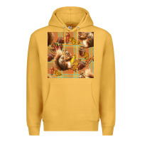 Mustard fall squirrel and plaid seamless Premium Hoodie - BundleAndBundleShop