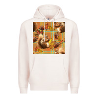 Pale Pink fall squirrel and plaid seamless Premium Hoodie - BundleAndBundleShop