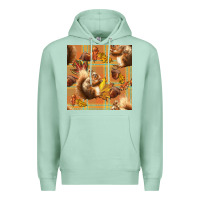 Seafoam fall squirrel and plaid seamless Premium Hoodie - BundleAndBundleShop