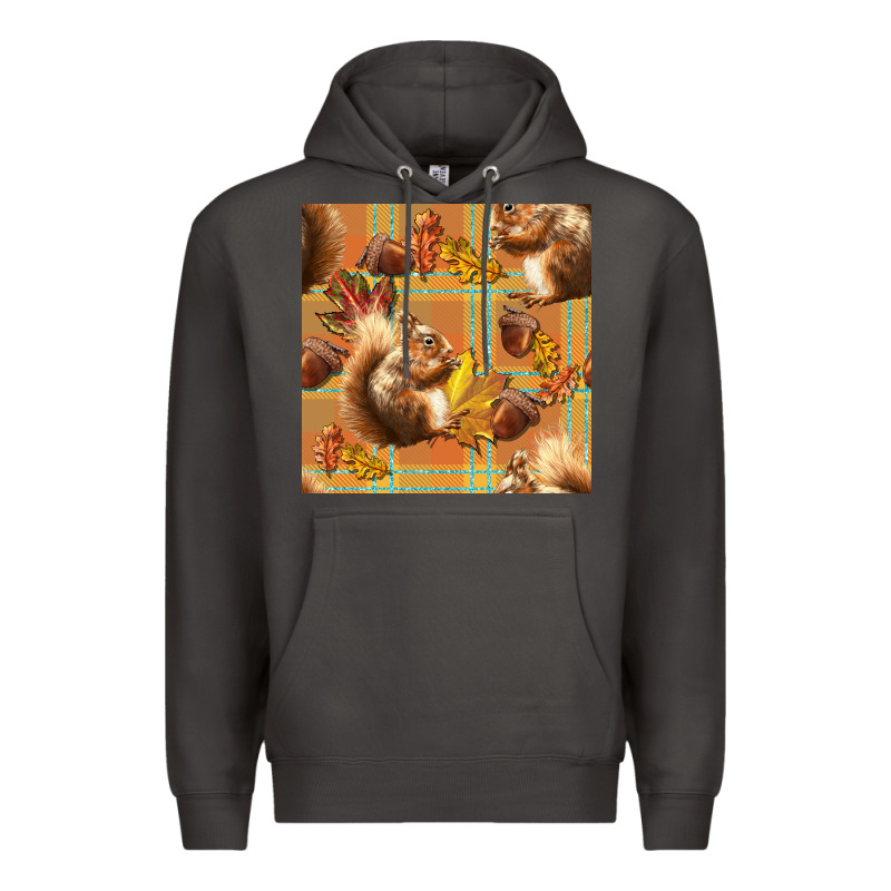 Fall Squirrel And Plaid Seamless Premium Hoodie by BundleAndBundleShop | Teevron