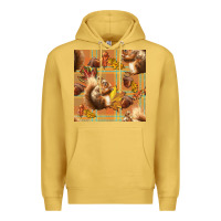 Antique Gold fall squirrel and plaid seamless Premium Hoodie - BundleAndBundleShop