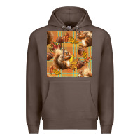 Coffee fall squirrel and plaid seamless Premium Hoodie - BundleAndBundleShop
