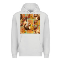 Dove Grey fall squirrel and plaid seamless Premium Hoodie - BundleAndBundleShop