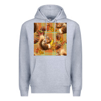 Heather Grey fall squirrel and plaid seamless Premium Hoodie - BundleAndBundleShop