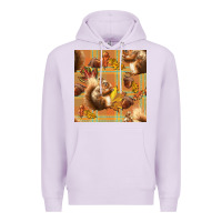 Lilac fall squirrel and plaid seamless Premium Hoodie - BundleAndBundleShop