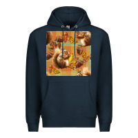 Navy fall squirrel and plaid seamless Premium Hoodie - BundleAndBundleShop