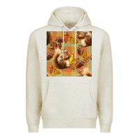 Oatmeal Heather fall squirrel and plaid seamless Premium Hoodie - BundleAndBundleShop