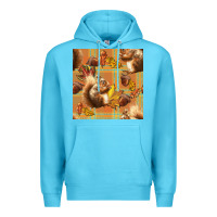 Ocean Blue fall squirrel and plaid seamless Premium Hoodie - BundleAndBundleShop