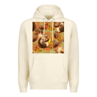 Sandshell fall squirrel and plaid seamless Premium Hoodie - BundleAndBundleShop