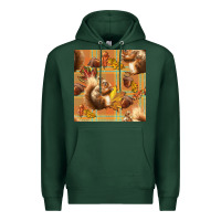 Sports Green fall squirrel and plaid seamless Premium Hoodie - BundleAndBundleShop