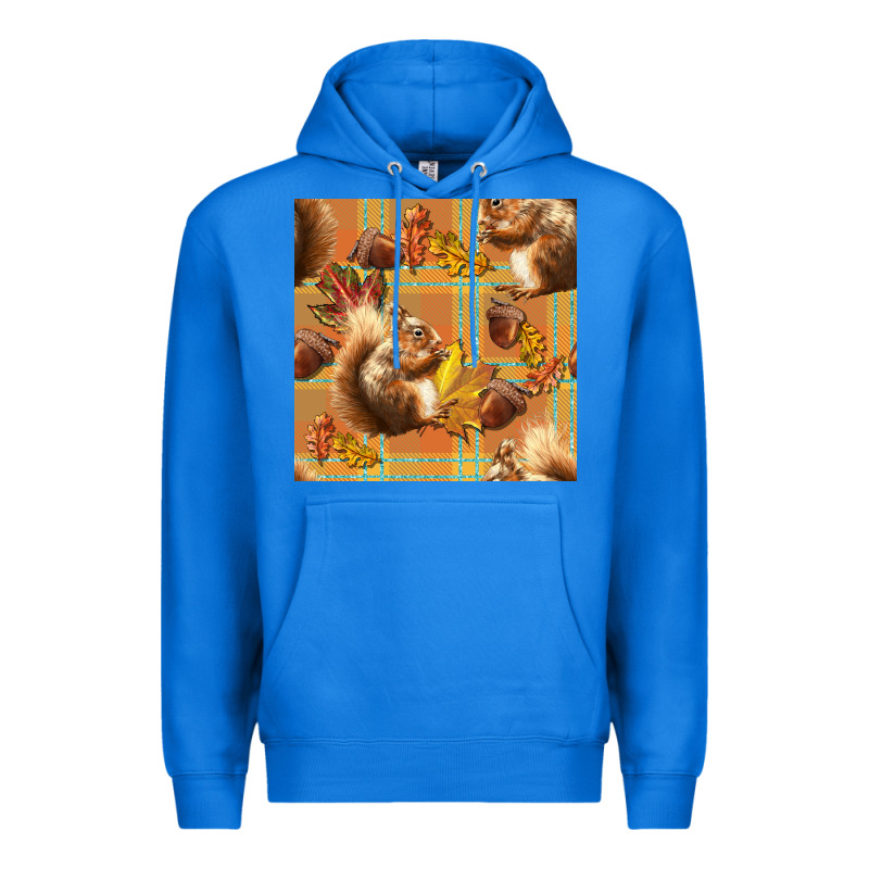 Fall Squirrel And Plaid Seamless Premium Hoodie by BundleAndBundleShop | Teevron