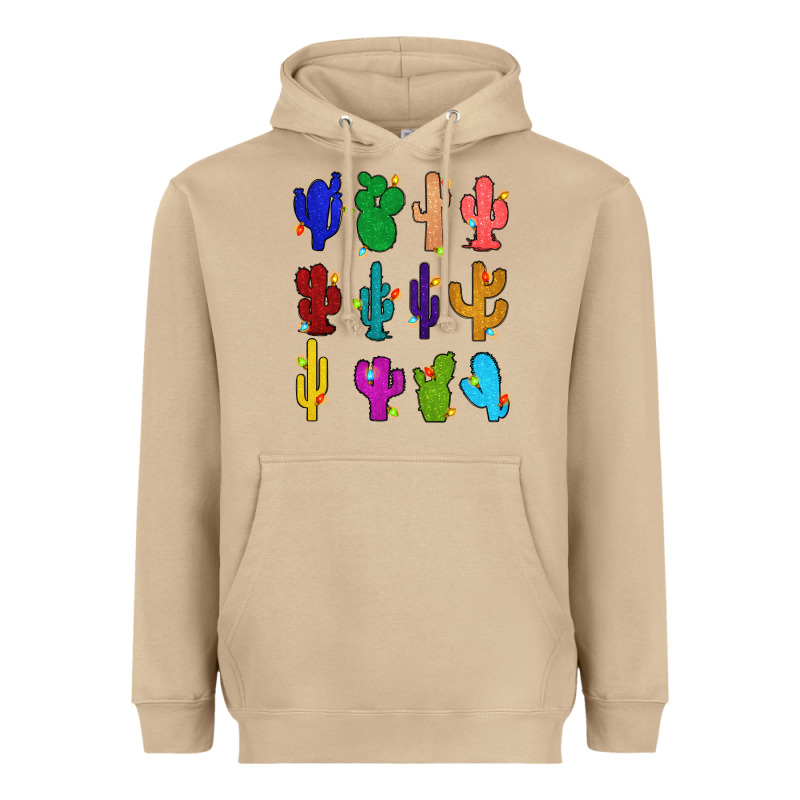 Christmas Glitter Cactus Heavyweight Hoodie by Zillion Design Studio | Teevron
